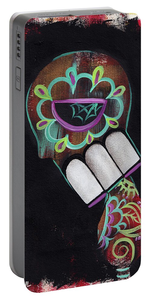 Dia De Los Muertos Portable Battery Charger featuring the painting Regret by Abril Andrade