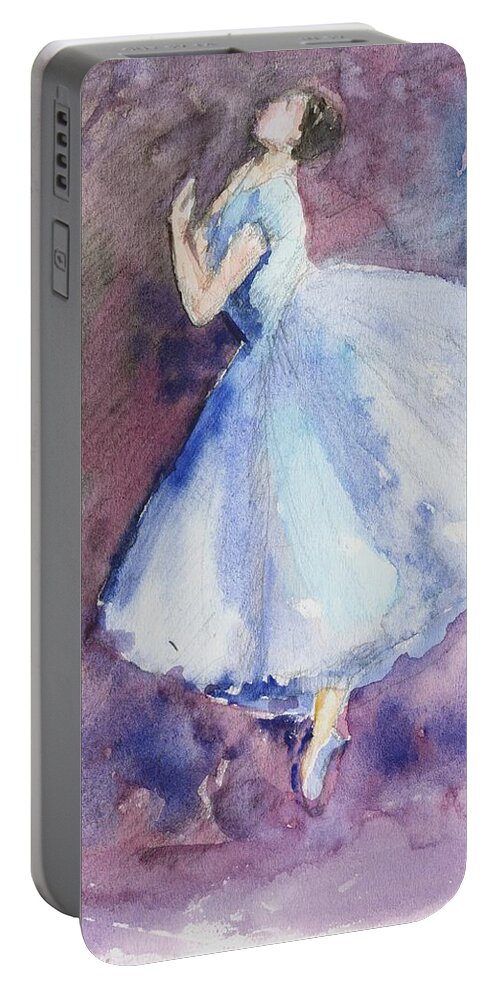 Ballerina Portable Battery Charger featuring the painting Rehearsal by Asha Sudhaker Shenoy