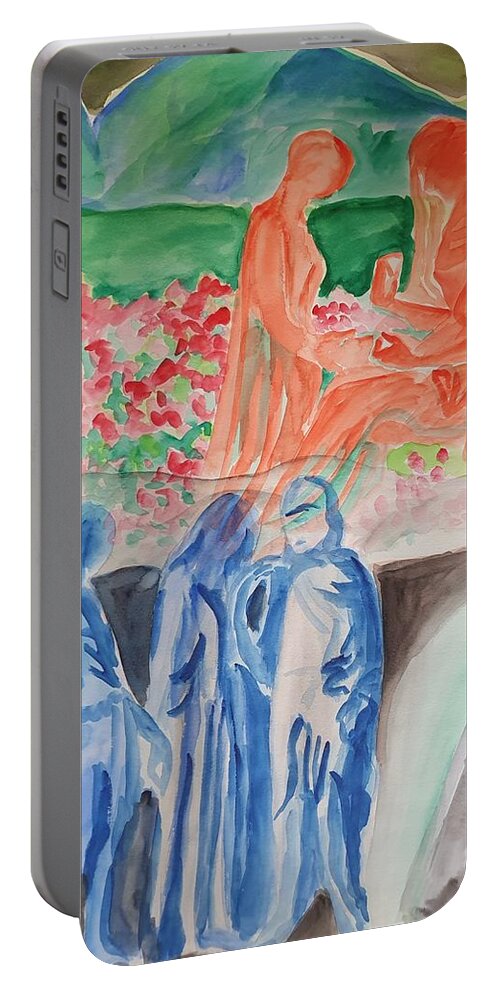 Masterpiece Paintings Portable Battery Charger featuring the painting Reign of Life vs Underworld by Enrico Garff