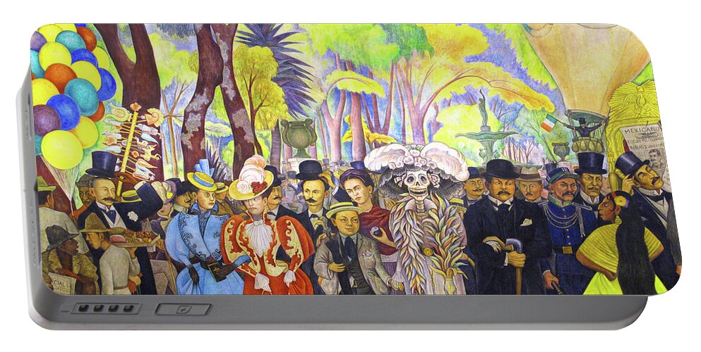 Wingsdomain Portable Battery Charger featuring the painting Remastered Art Dream of a Sunday Afternoon in Alameda Park partial by Diego Rivera 20220106 by - Diego Rivera