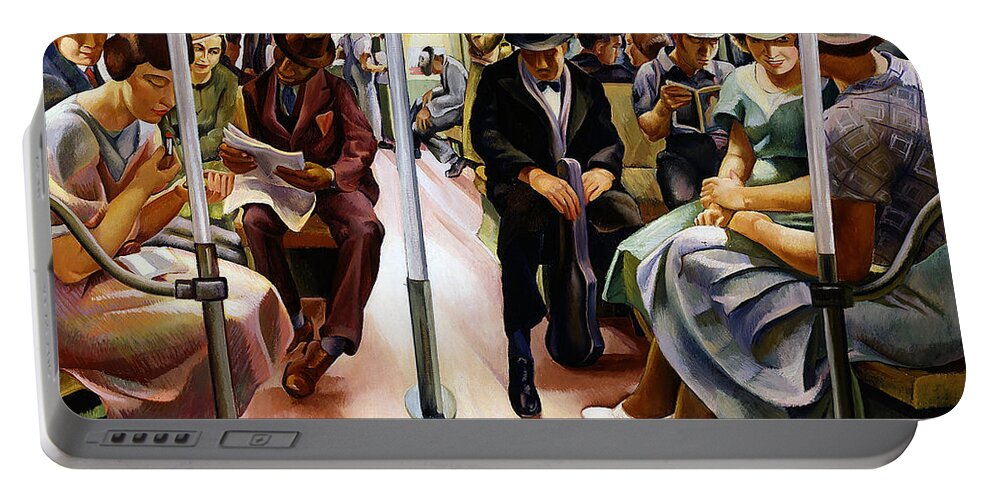 Wingsdomain Portable Battery Charger featuring the painting Remastered Art Subway by Lily Furedi 20220128 by Lily Furedi