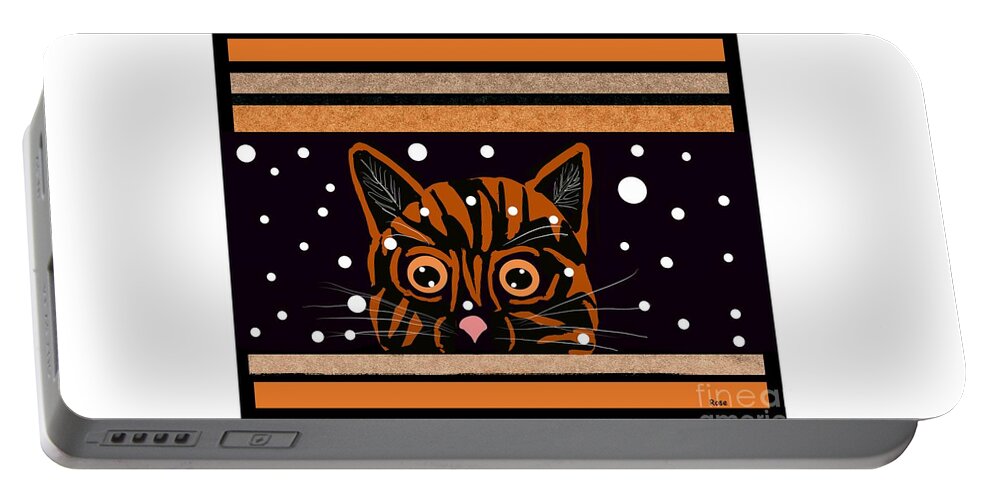 Cat Portable Battery Charger featuring the digital art Remember our furry friends this winter by Elaine Hayward