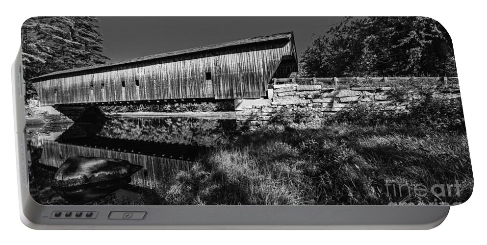 Fryeburg Portable Battery Charger featuring the photograph Remote Maine Covered Bridge by Steve Brown