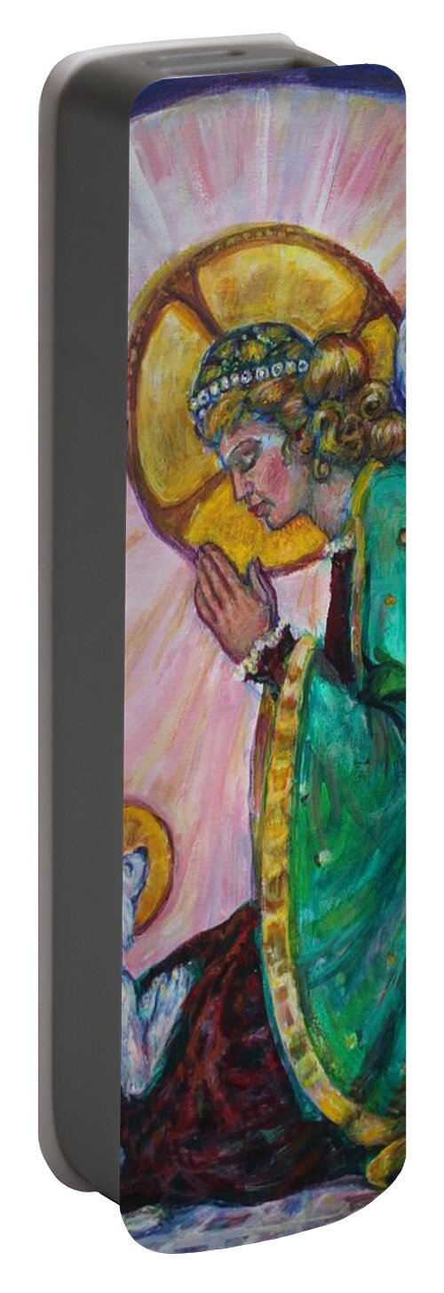 Angel Portable Battery Charger featuring the painting Renaissance Angel by Veronica Cassell vaz