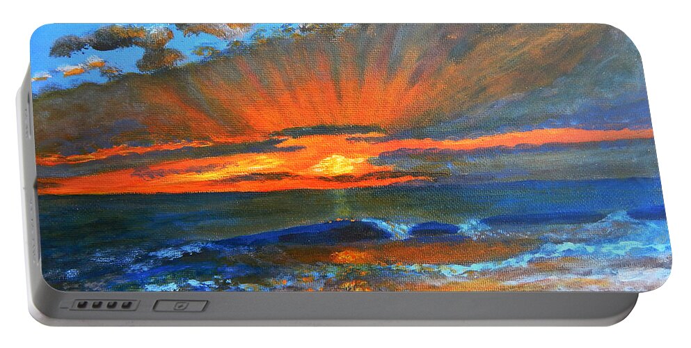 Sunrise Portable Battery Charger featuring the painting Renewal by Mike Kling