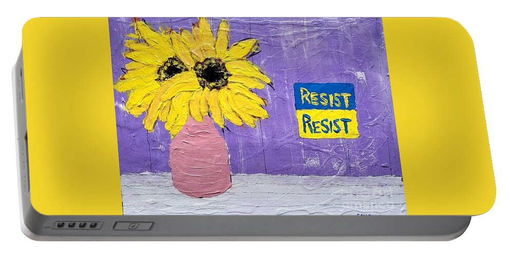  Portable Battery Charger featuring the painting Resist by Mark SanSouci
