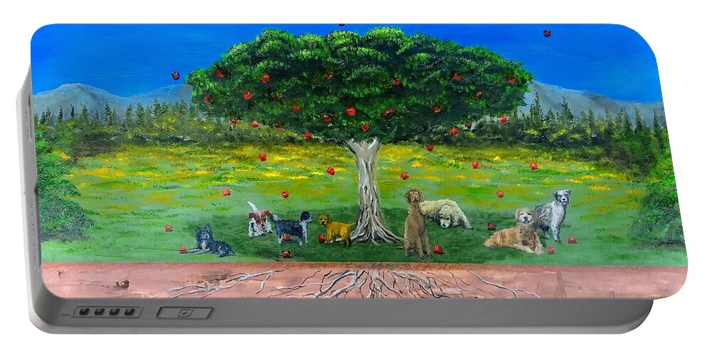 Dog Portable Battery Charger featuring the painting Rest, rest, then play for there is no dying of the light by Kevin Daly