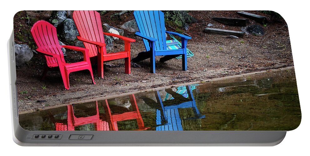 Chairs Portable Battery Charger featuring the photograph Resting by the Water by Regina Muscarella