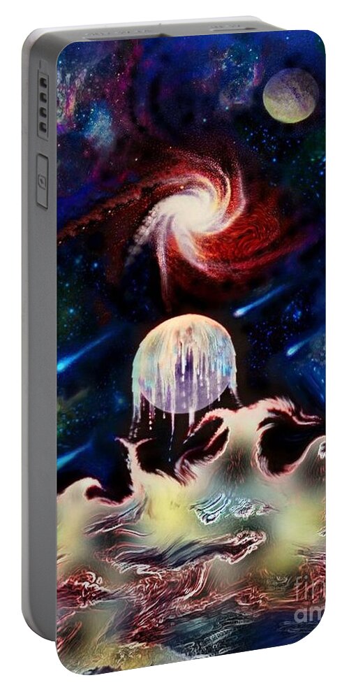 Space Portable Battery Charger featuring the digital art Restless by David Neace CPX