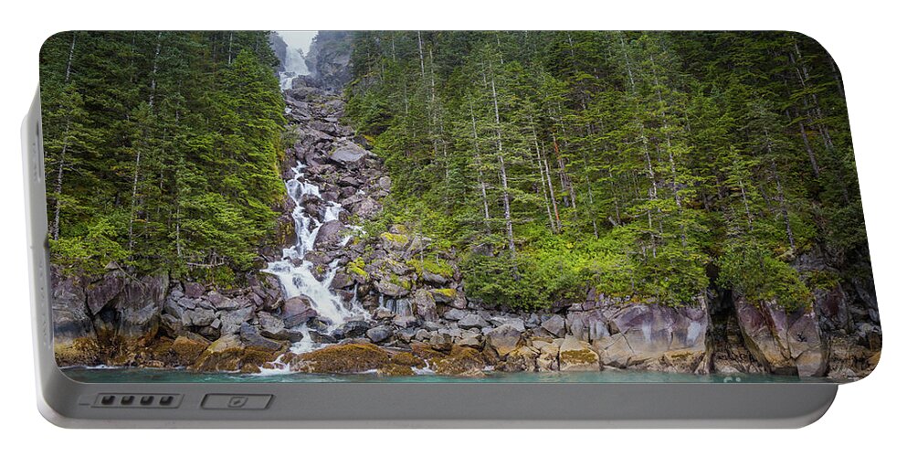 Waterfall Portable Battery Charger featuring the photograph Resurrection Bay Waterfall by Eva Lechner