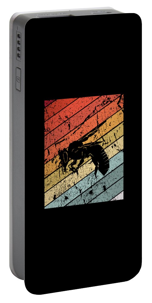 Bee Portable Battery Charger featuring the digital art Retro Bee Wasp Insect Gift by J M