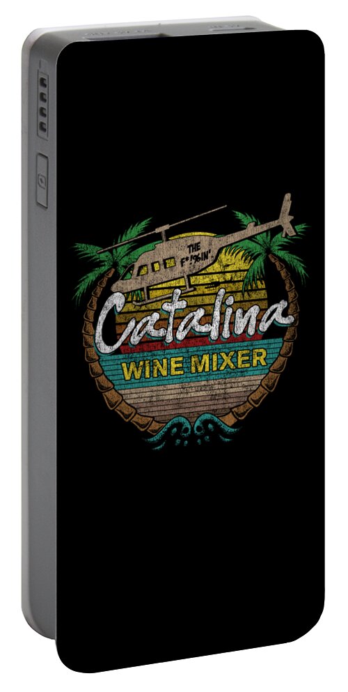 Funny Portable Battery Charger featuring the digital art Retro Catalina Wine Mixer by Flippin Sweet Gear