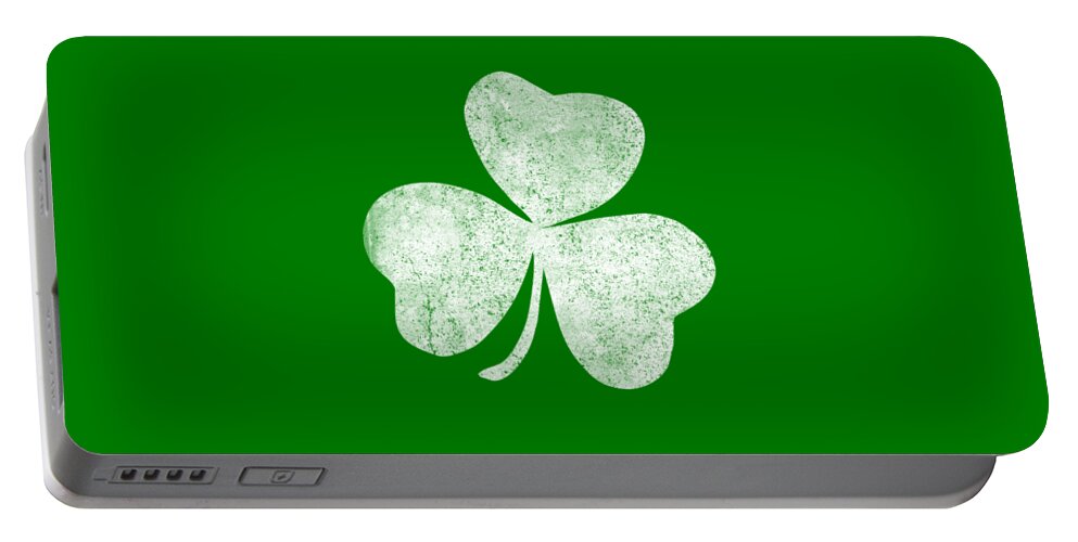 Funny Portable Battery Charger featuring the digital art Retro Distressed Shamrock St Patricks Day by Flippin Sweet Gear