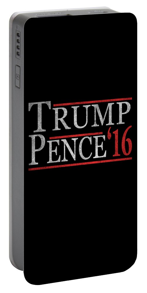 Funny Portable Battery Charger featuring the digital art Retro Donald Trump Mike Pence by Flippin Sweet Gear