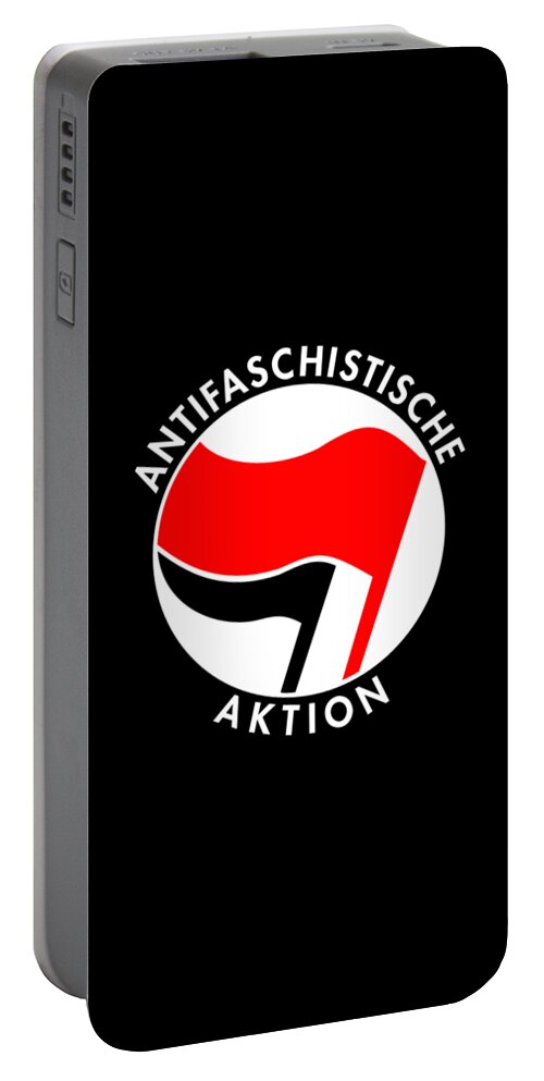Funny Portable Battery Charger featuring the digital art Retro Germany Antifaschistische Aktion Anti-Fascist by Flippin Sweet Gear