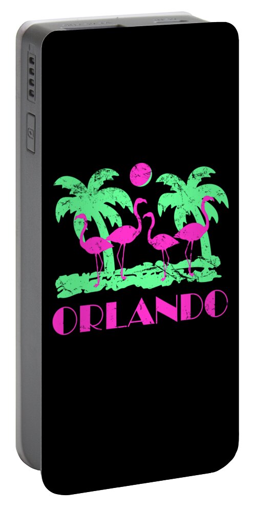 Funny Portable Battery Charger featuring the digital art Retro Orlando Florida by Flippin Sweet Gear