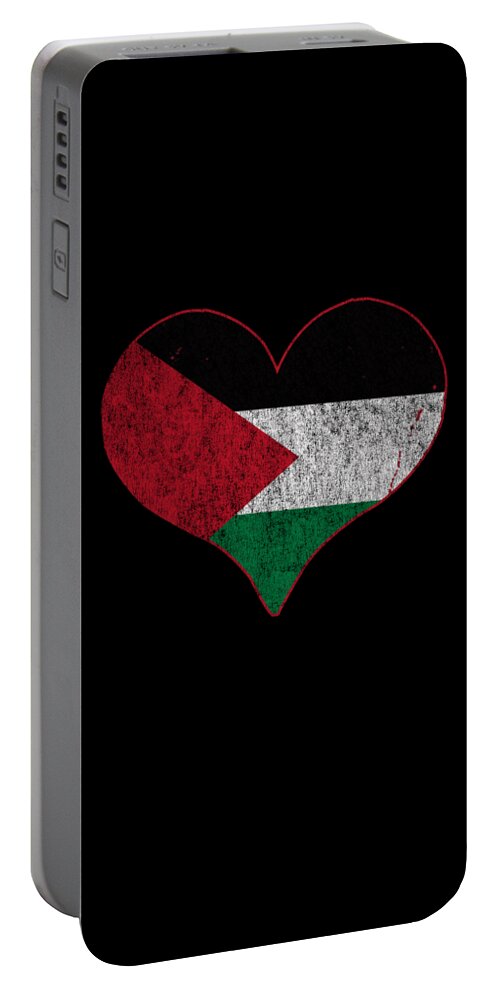 Palestine Portable Battery Charger featuring the digital art Retro Palestine Flag Heart by Flippin Sweet Gear
