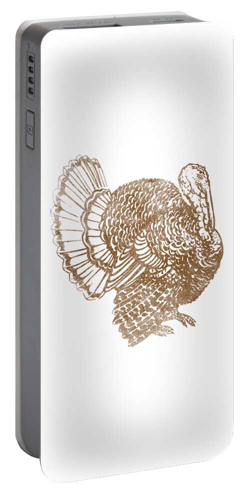 Thanksgiving 2023 Portable Battery Charger featuring the digital art Retro Turkey by Flippin Sweet Gear