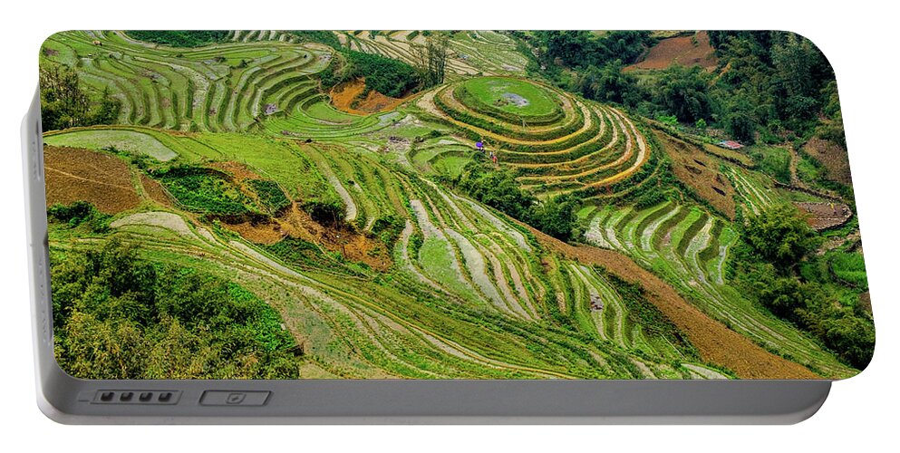 Black Portable Battery Charger featuring the photograph Rice Terraces in Sapa by Arj Munoz