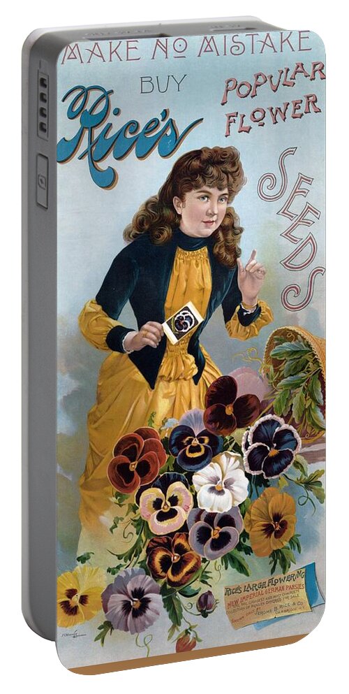 Americana Portable Battery Charger featuring the digital art Rices's Flower Seeds, 1896 by Kim Kent