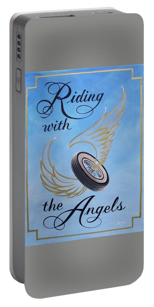 Hot Rod Portable Battery Charger featuring the painting Riding with the angels by Alan Johnson