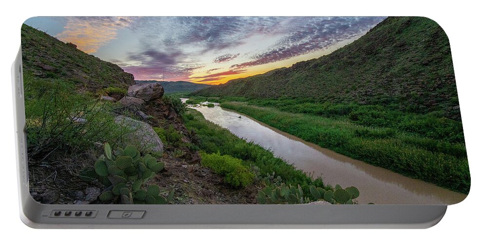 Landscape Portable Battery Charger featuring the photograph Rio Grande Through a Big Bend Sunset by Erin K Images