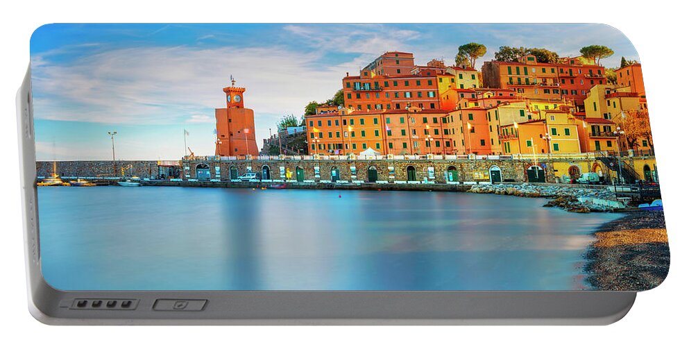 Elba Portable Battery Charger featuring the photograph Rio Marina village. Elba Island by Stefano Orazzini