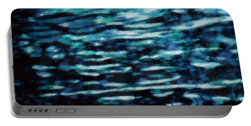 Ripples Portable Battery Charger featuring the mixed media Ripples in the Creek by Christopher Reed