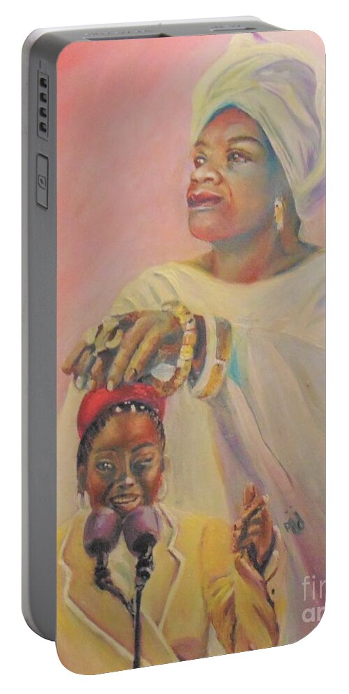 Amanda Gorman Portable Battery Charger featuring the painting Rising Hill by Saundra Johnson
