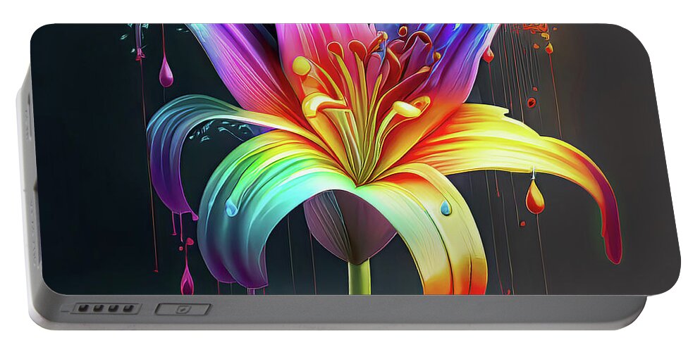Flower Portable Battery Charger featuring the photograph Rising Rainbow Lily by Bill and Linda Tiepelman