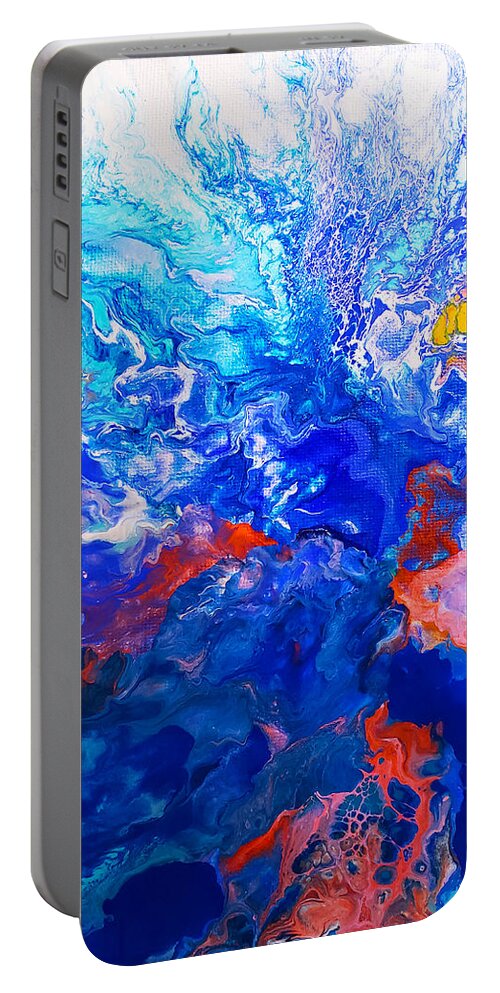 Abstract Portable Battery Charger featuring the painting Rising Sea by Christine Bolden