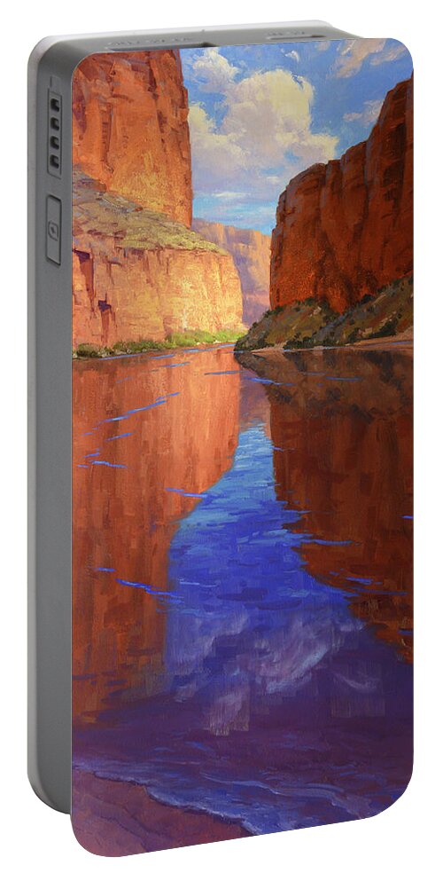 Cody Delong Portable Battery Charger featuring the painting River Reflections by Cody DeLong