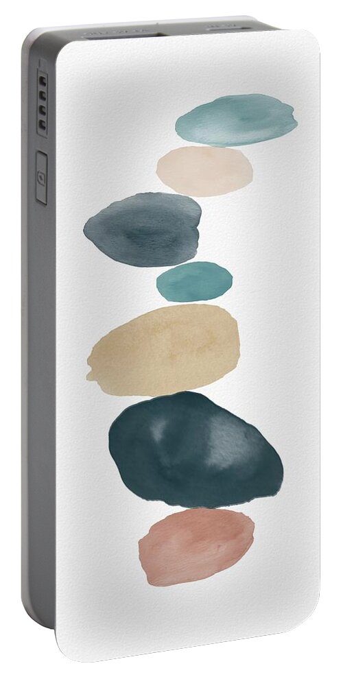 Watercolor Portable Battery Charger featuring the painting River Rocks I by Ink Well