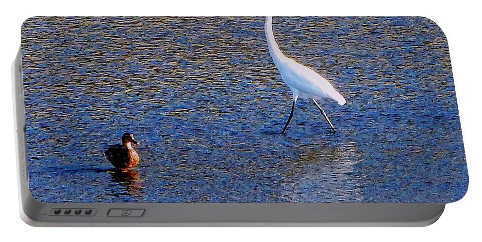 Bird Portable Battery Charger featuring the photograph River Sharing by Andrew Lawrence