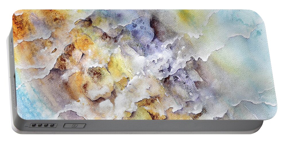 Rocks Portable Battery Charger featuring the painting Riverbed No. 1 by Wendy Keeney-Kennicutt