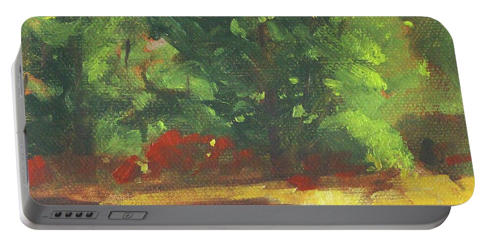 River Edge Landscape Portable Battery Charger featuring the painting Rivers Edge by Nancy Merkle