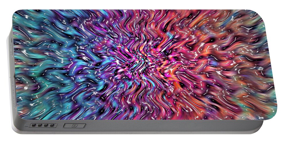 Abstract Portable Battery Charger featuring the digital art Rivers Rainbow Ripples - Abstract by Ronald Mills