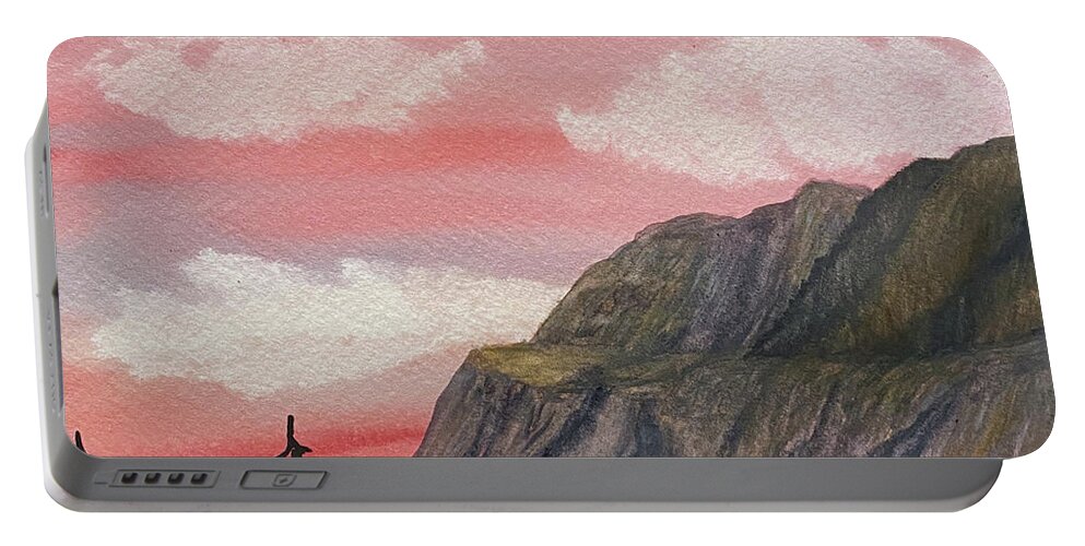 Banff Portable Battery Charger featuring the painting Road to Ice Field Parkway by Lisa Neuman