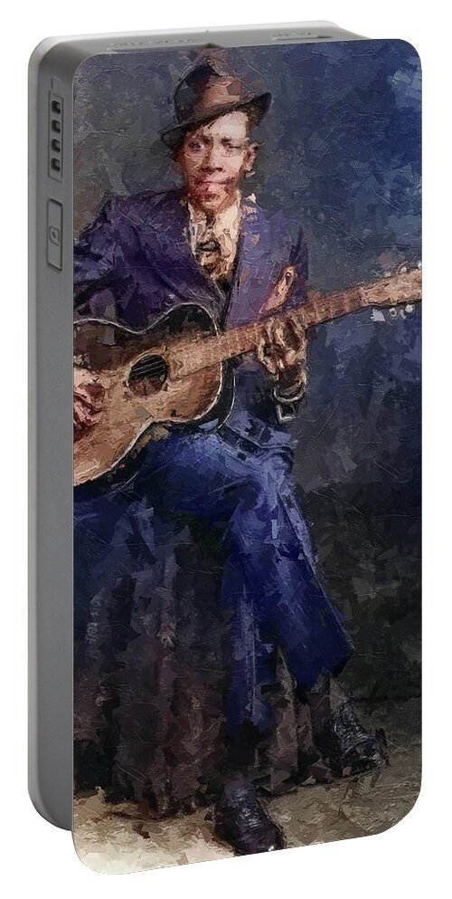 Robert Johnson Blues Man Portable Battery Charger featuring the painting Robert Johnson Blues Man by Dan Sproul