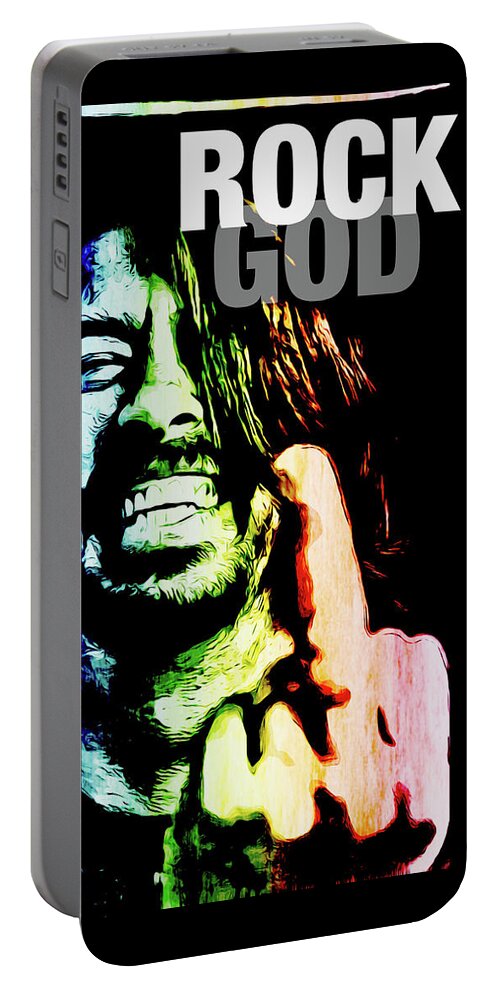 Dave Grohl Portable Battery Charger featuring the digital art Rock God by Christina Rick