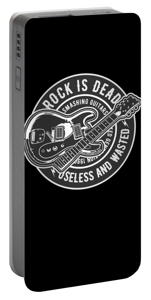 Musician Portable Battery Charger featuring the digital art Rock Is Dead Smashing Guitars by Jacob Zelazny