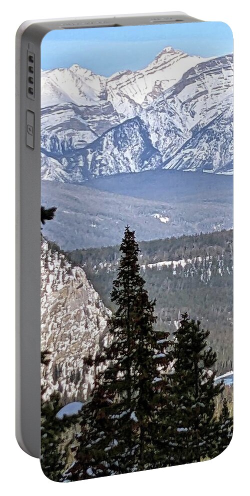 Banff Portable Battery Charger featuring the painting Rockies Rock by Sarabjit Singh