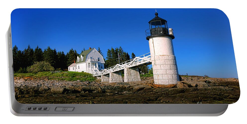 Marshall Portable Battery Charger featuring the photograph Rocky Coast at Marshall Point Lighthouse  by Olivier Le Queinec