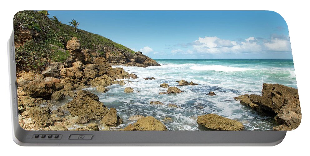 Playa Del Dorado Portable Battery Charger featuring the photograph Rocky Coast, Playa Del Dorado, Puerto Rico by Beachtown Views