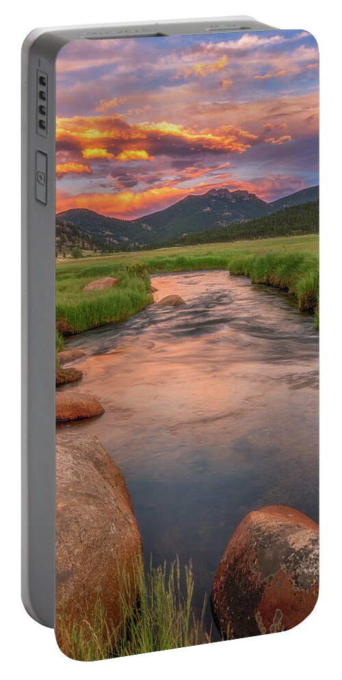 Rocky Mountain Portable Battery Charger featuring the photograph Rocky Mountain Sunset by Darren White