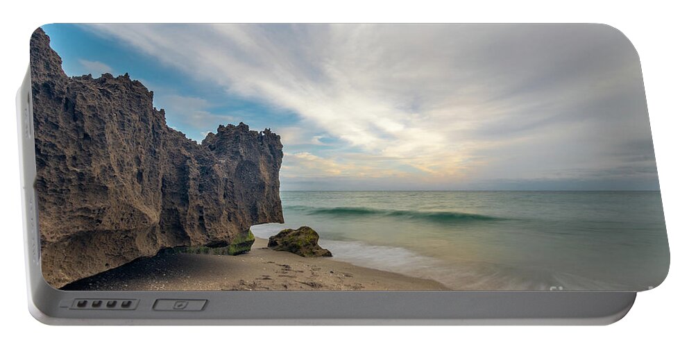 Rocks Portable Battery Charger featuring the photograph Rocky Ocean Morning by Tom Claud