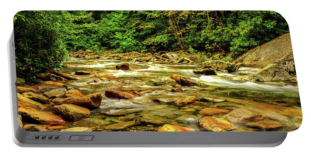 Smokies Portable Battery Charger featuring the photograph Rocky Stream in the Smokies 003 by James C Richardson