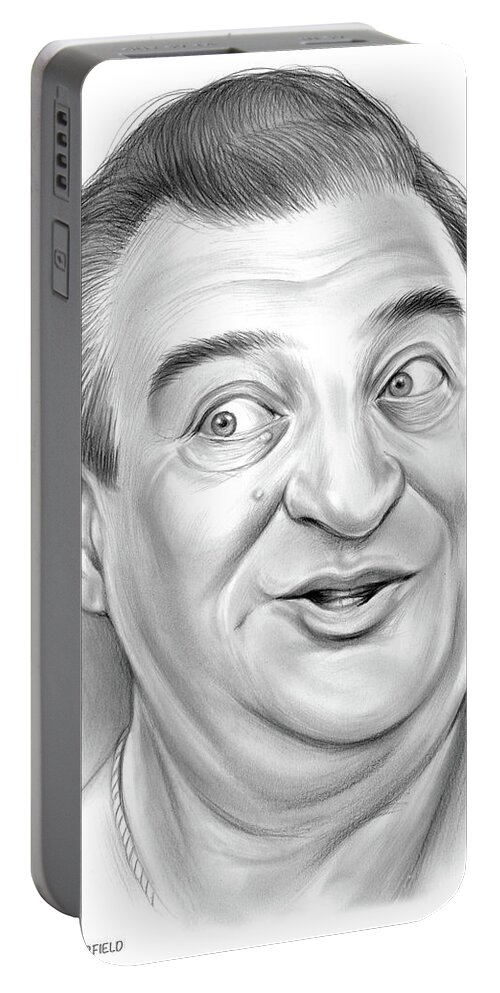 Rodney Dangerfield Portable Battery Charger featuring the drawing Rodney by Greg Joens