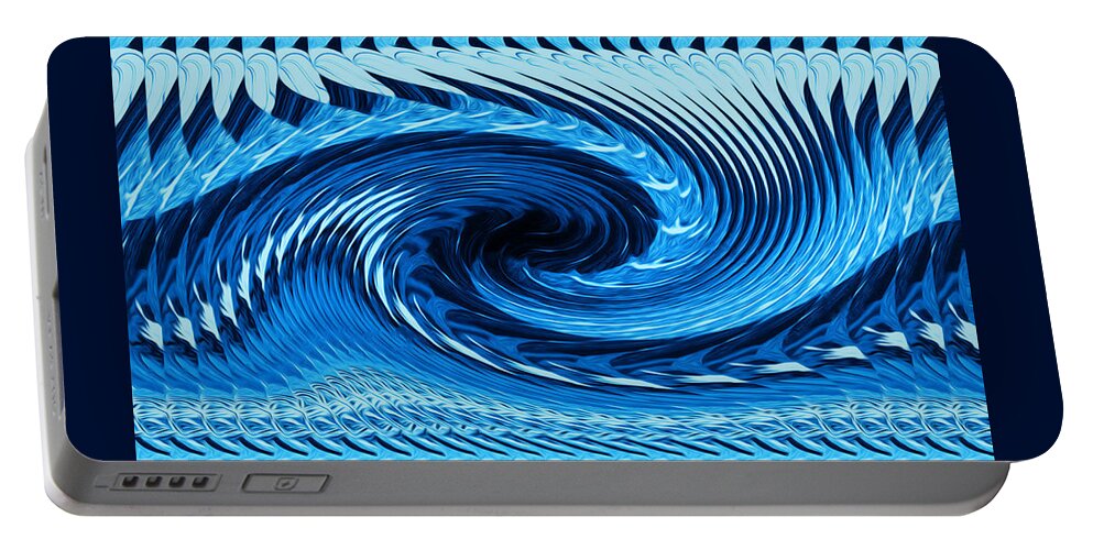 Abstract Art Portable Battery Charger featuring the digital art Fractal Rolling Wave Blue by Ronald Mills