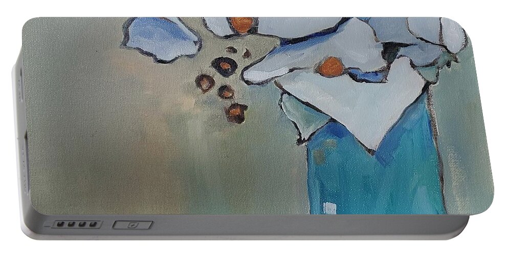 Still Life Portable Battery Charger featuring the painting Romance on the Beach by Sheila Romard